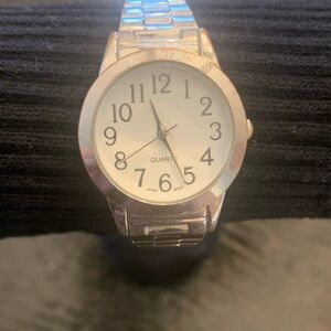 Silver Quartz Women’s Watch with White Dial - Works Well
